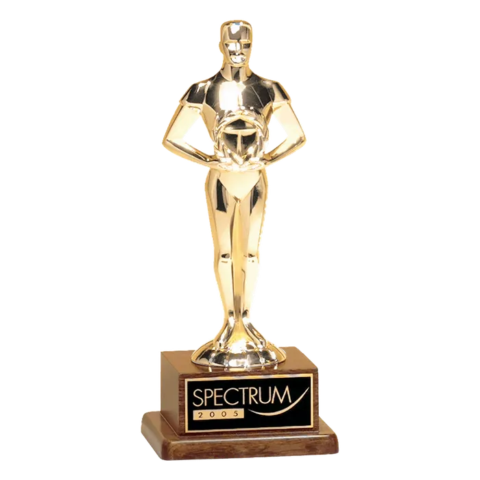 Cast Metal Classic Achiever Figure on a Solid Walnut Base with Black Plate, 10 3/4"