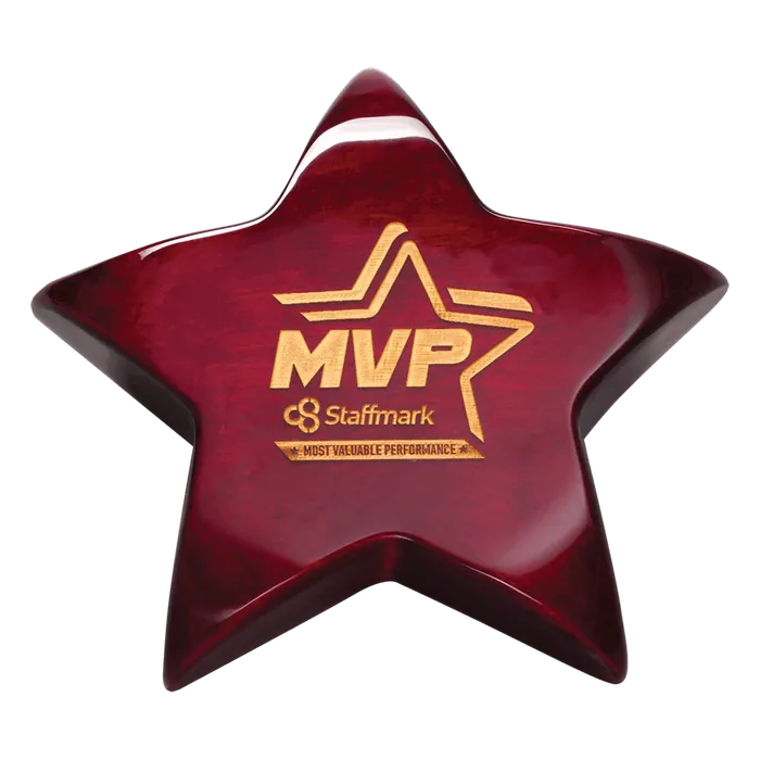 Rosewood Piano Finish Star Paperweight with Felt Bottom