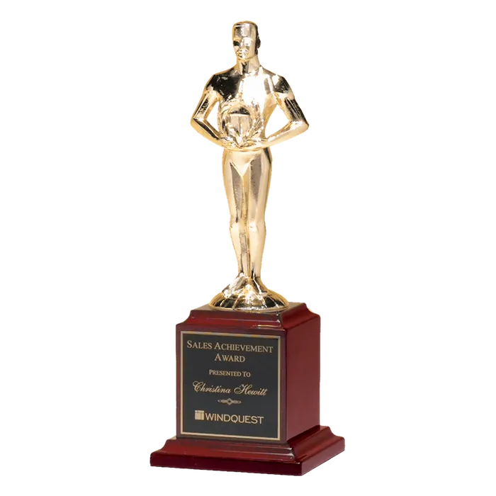 Cast Metal Classic Achiever Figure on a Rosewood Piano Finish Base/Black Plate, 13 1/2" tall