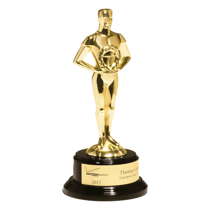 Cast Metal Classic Achiever Figure on a Black Piano Finish Base w/Gold Plate