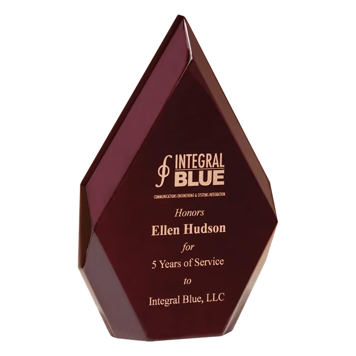High Gloss Rosewood Diamond Engraved and Color-Filled, 6 1/4" x 10" x 1 1/8"