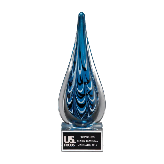 Blue and Black Teardrop Art Glass