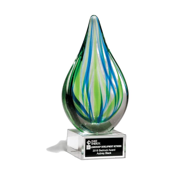 Blue and Green Teardrop Art Glass