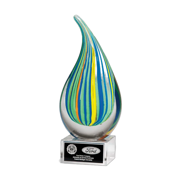 Multi-Colored Teardrop Art Glass, 8 1/4"