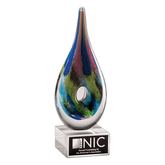 Multi-Colored Teardrop Art Glass, 9 7/8"
