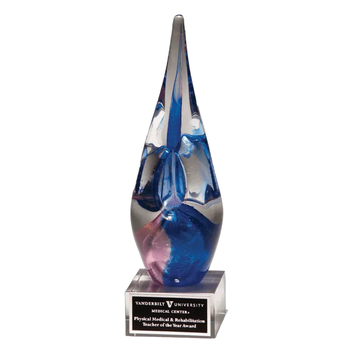 Blue and Violet Teardrop Art Glass
