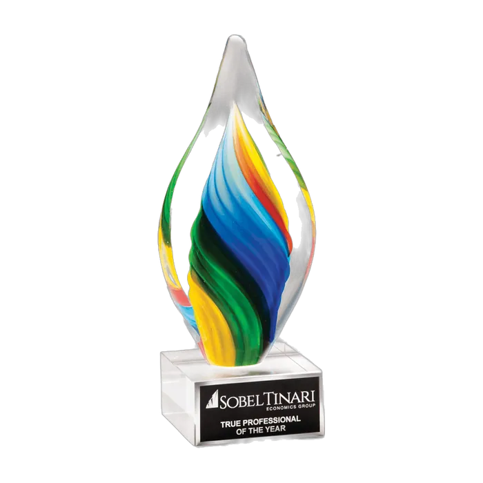 Rainbow Twist Art Glass, 9"