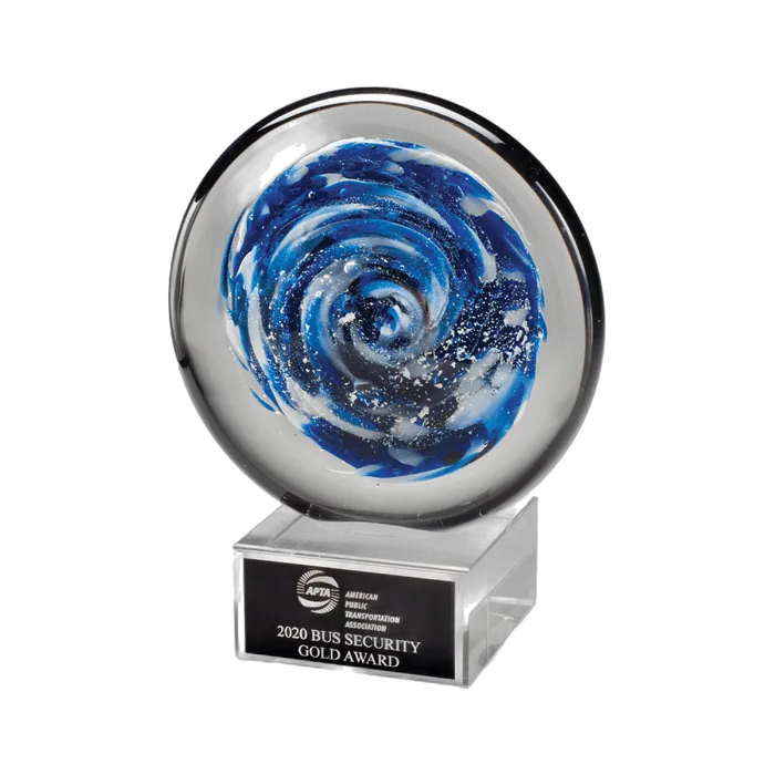 Blue and White Disc Art Glass
