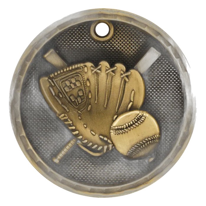Baseball 3-D Medal-Gold