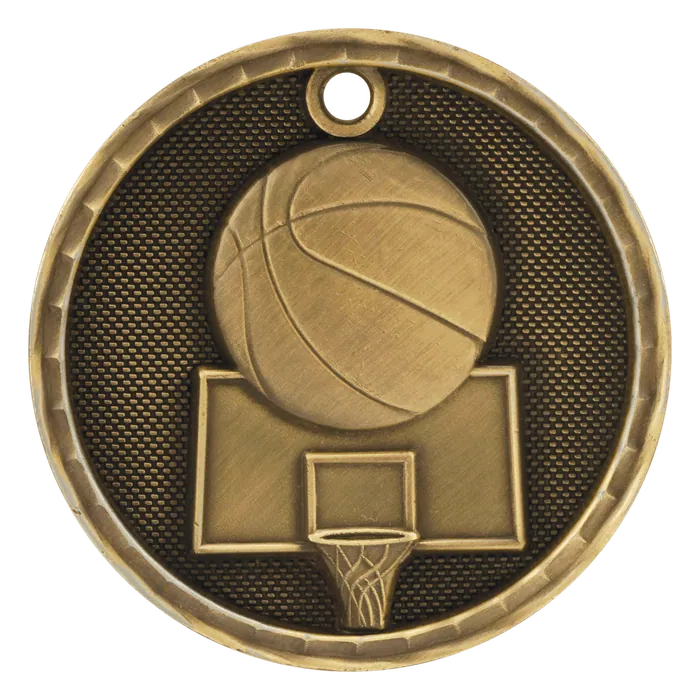 Basketball 3-D Medal-Gold