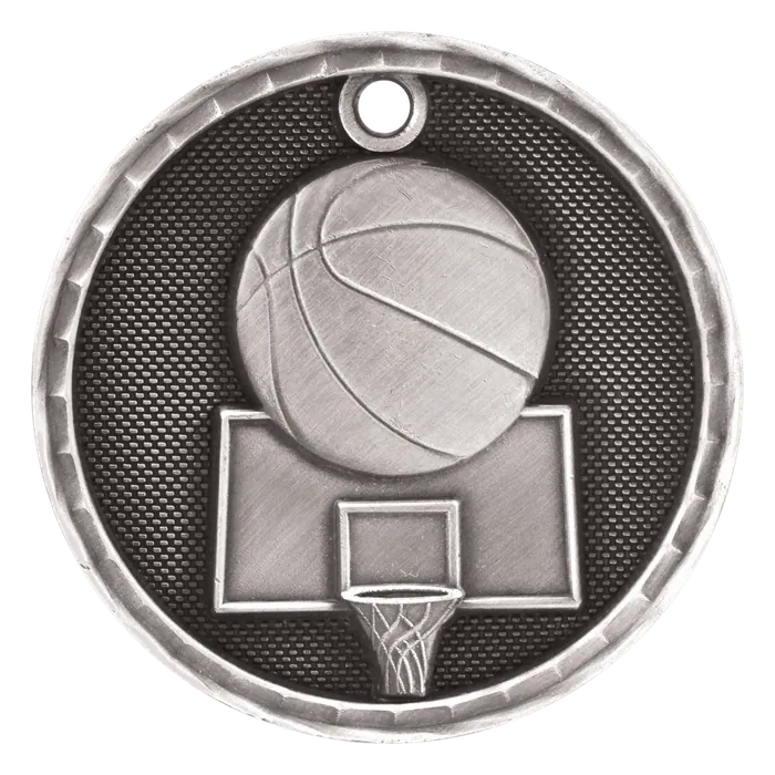 Basketball 3-D Medal-Silver