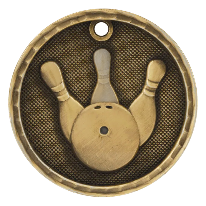 Bowling 3-D Medal-Gold