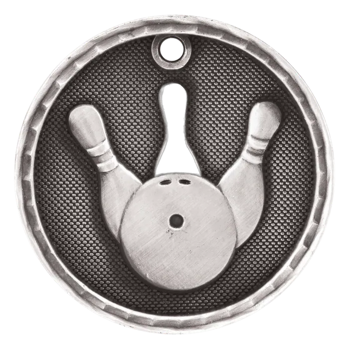 Bowling 3-D Medal-Silver