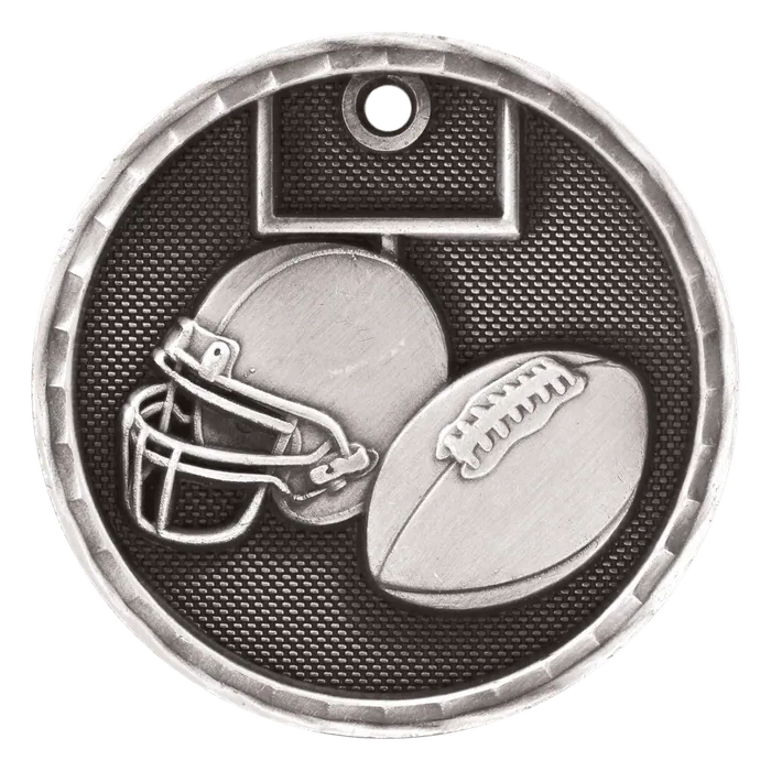 Football 3-D Medal-Silver