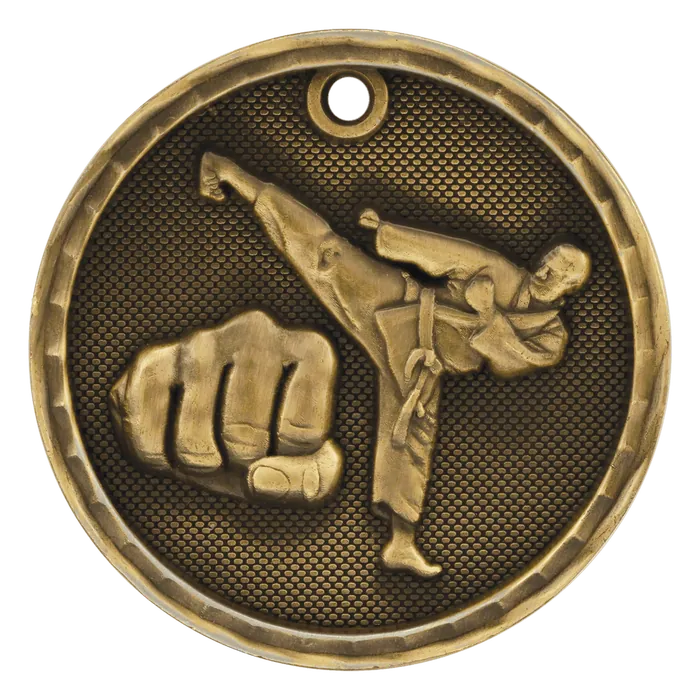 Martial Arts 3-D Medal-Gold