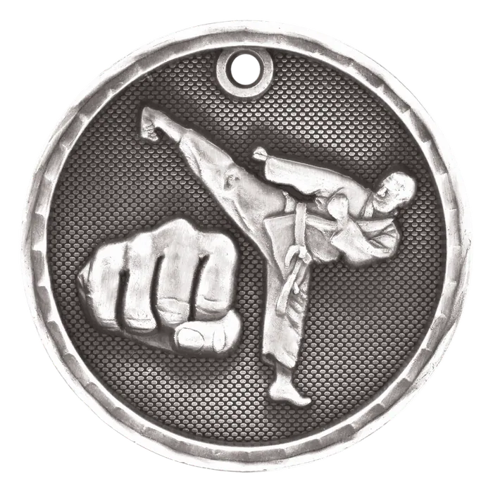 Martial Arts 3-D Medal-Silver