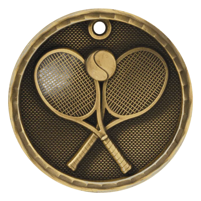Tennis 3-D Medal-Gold