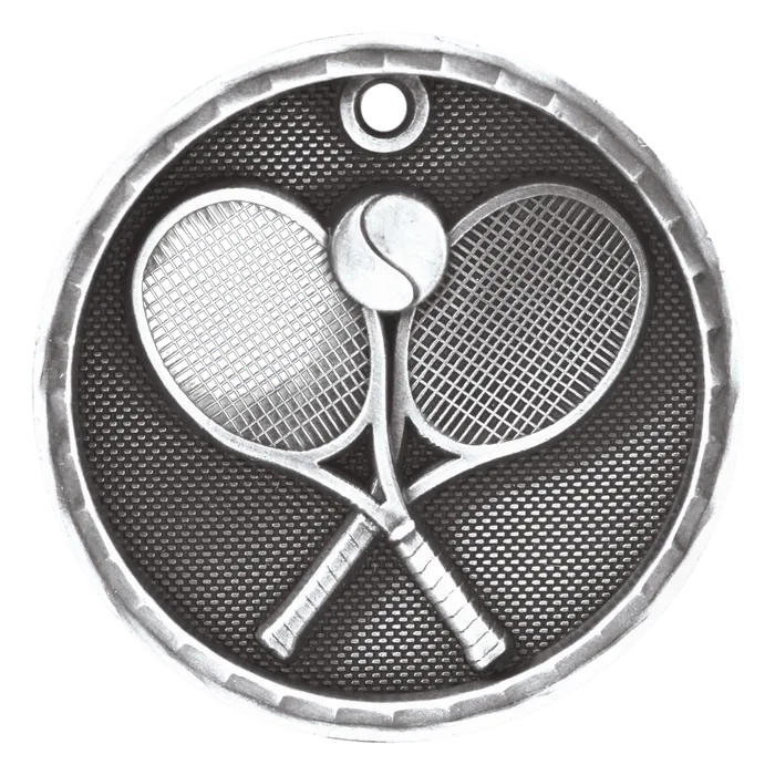 Tennis 3-D Medal-Silver