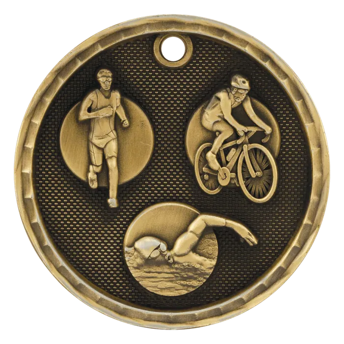 Triathlon 3-D Medal-Gold
