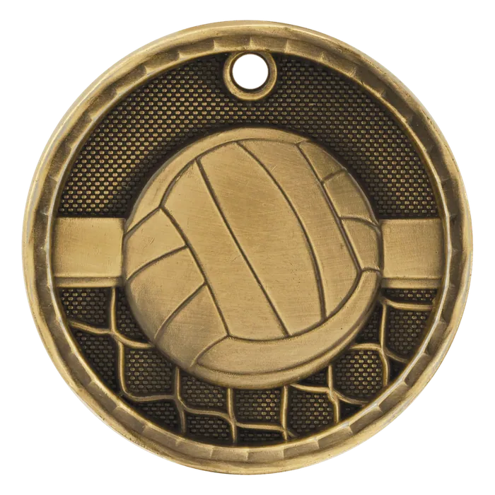 Volleyball 3-D Medal-Gold