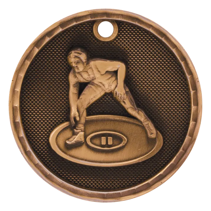 Wrestling 3-D Medal-Bronze
