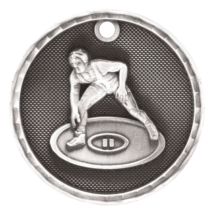 Wrestling 3-D Medal-Silver