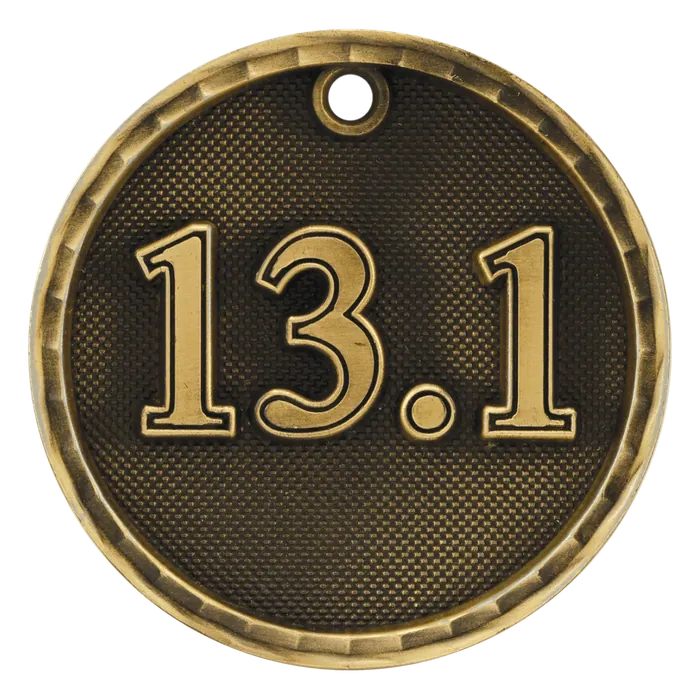 13.1 (Half marathon) 3-D Medal-Gold