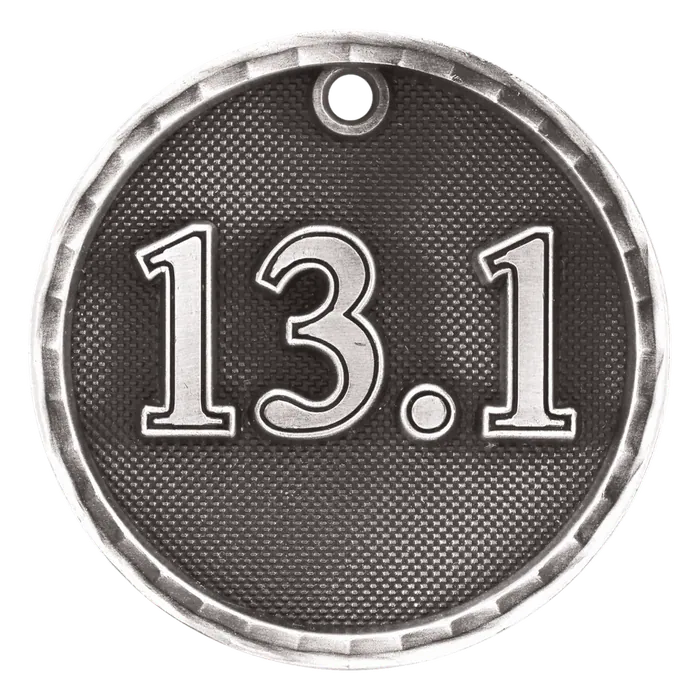 13.1 (Half marathon) 3-D Medal-Silver