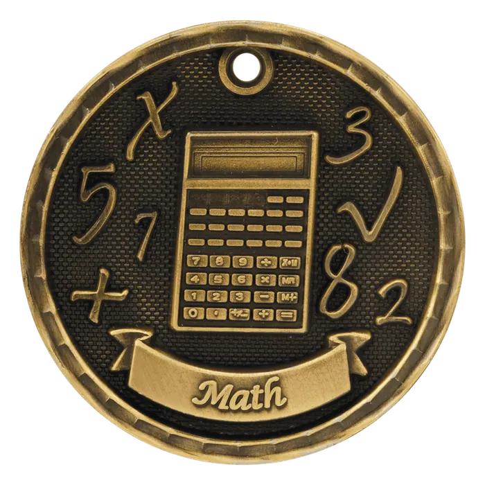 Math 3-D Medal-Gold