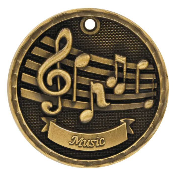 Music 3-D Medal-Gold