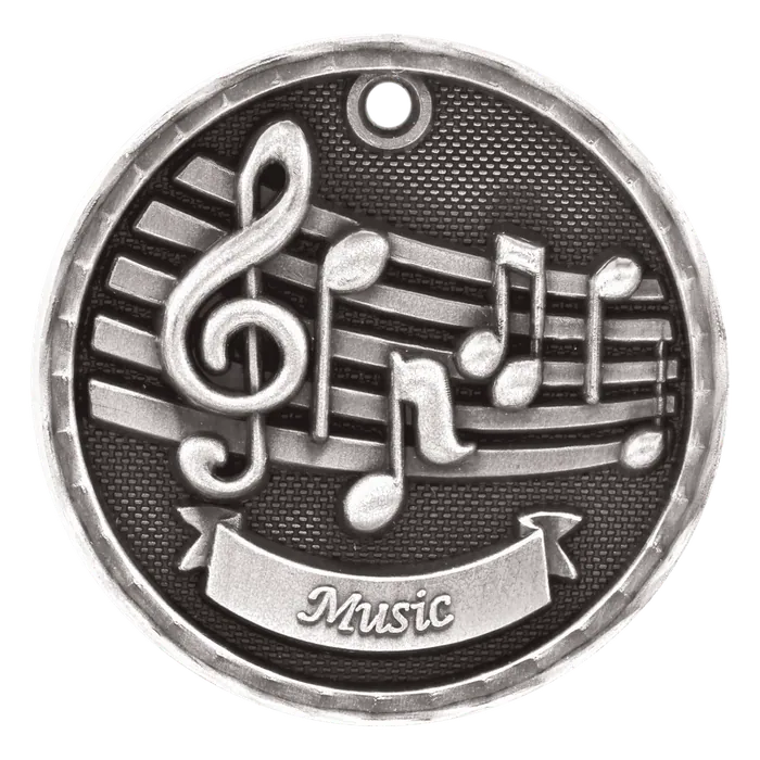 Music 3-D Medal-Silver