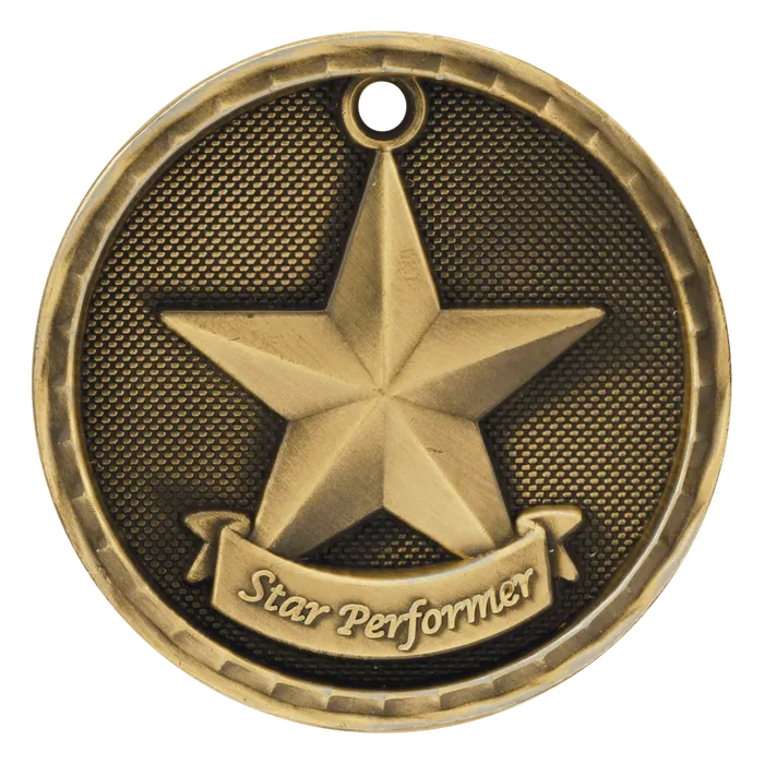 Star Performer 3-D Medal-Gold
