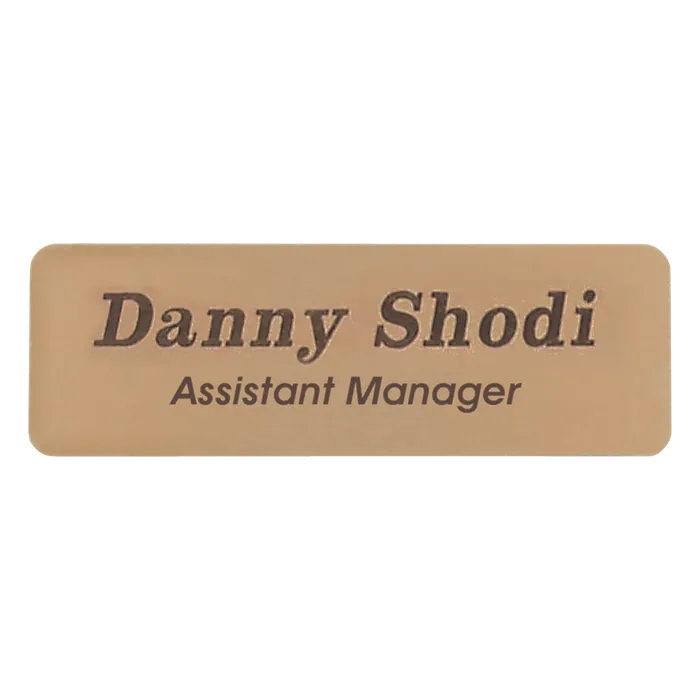 Satin Gold Brass Rectangle Name Badge