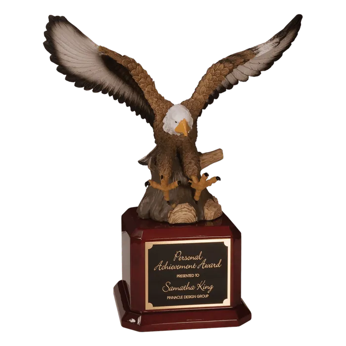 Hand Painted Eagle on a Rosewood Finish Base