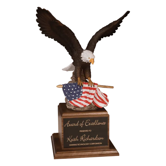 Hand Painted Eagle on a Genuine Walnut Base