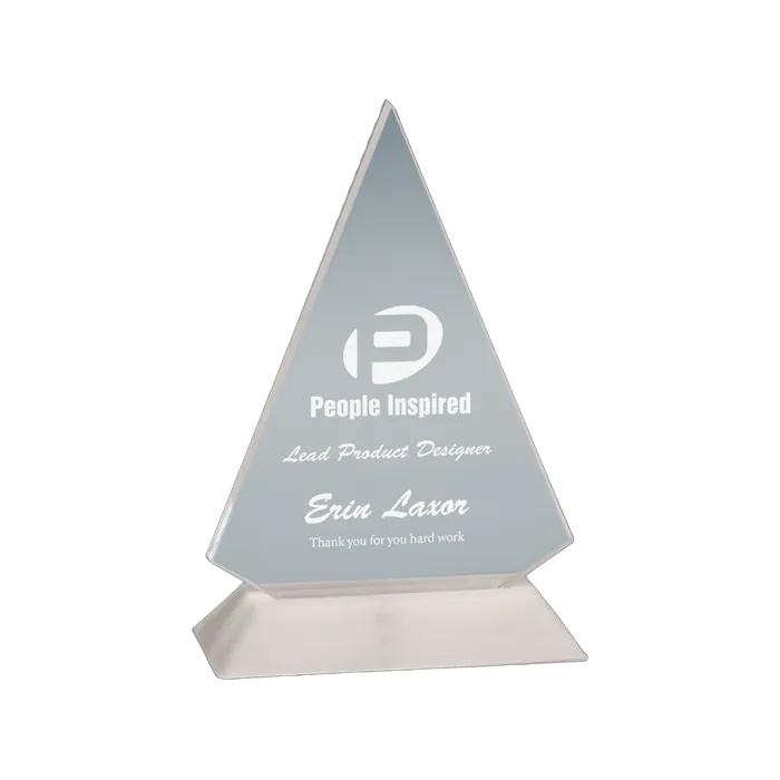 7" Clear Triangle Pop-In Acrylic with Black Base