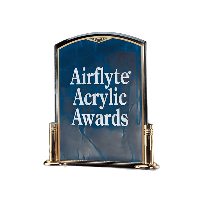Sapphire Marble Arch Top Acrylic Award with Gold Metal Base
