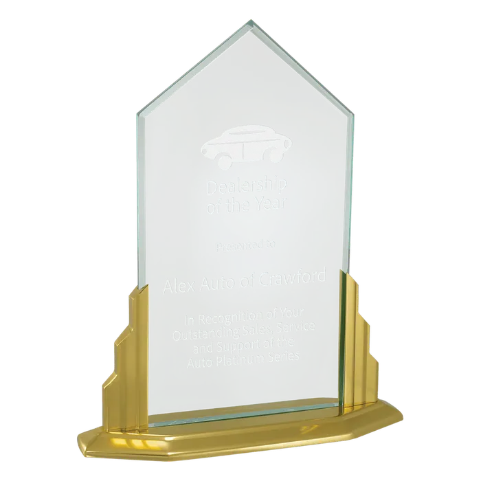 Jade Acrylic Peak Award with Gold Aluminum Base
