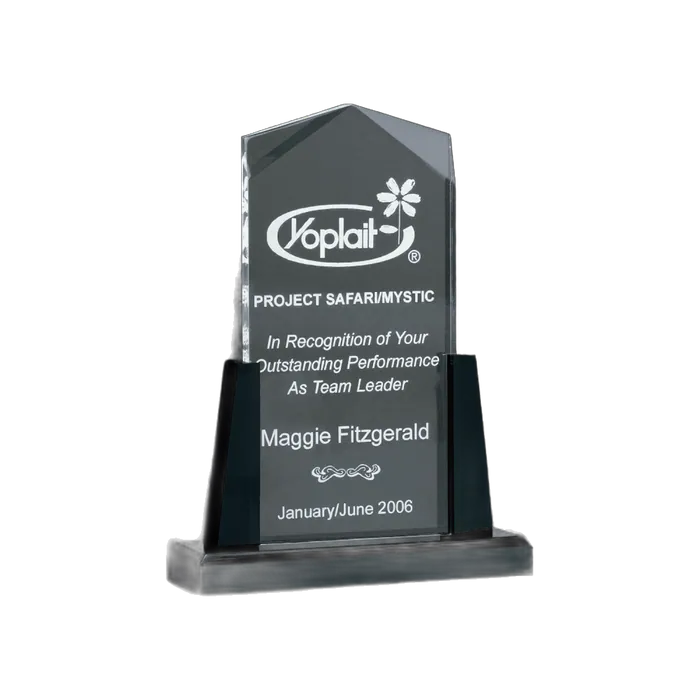 Spire Series Clear Acrylic Upright on a Black Acrylic Base, 6 1/2" x 9"