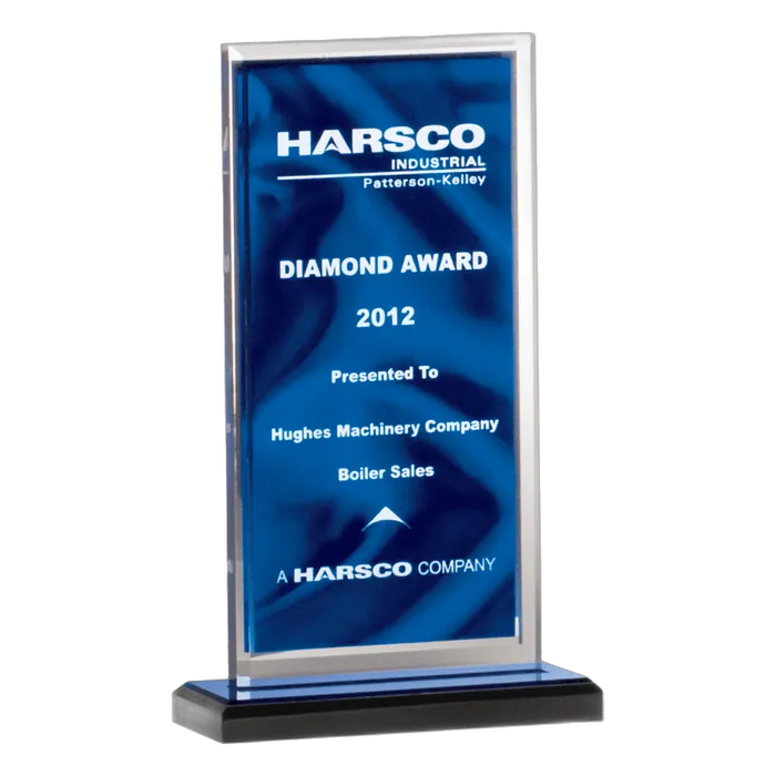 Dark Blue Draped Satin Pattern Acrylic Award with Silver Mirror Border, 5" x 7 1/2"