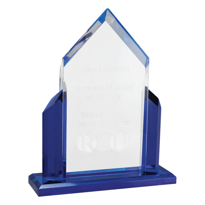 Peak Series Acrylic Award with Blue Accents, 6 1/2" x 8"