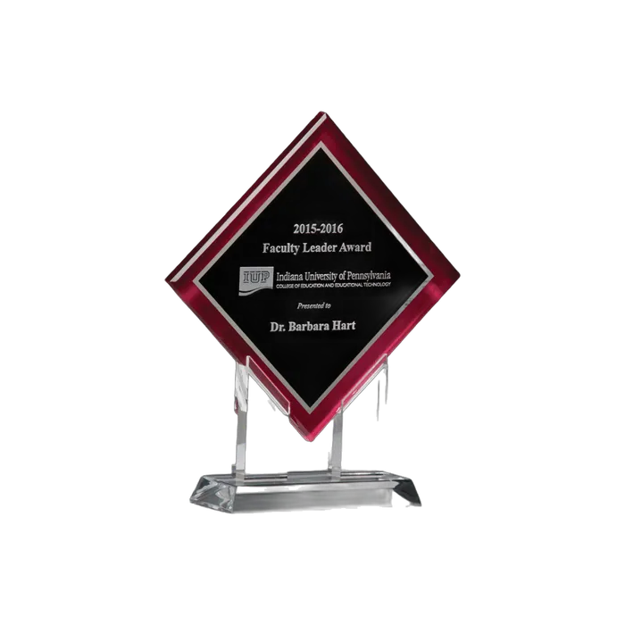 Diamond Series Acrylic with Printed Red Border with Silver Mirror Highlights