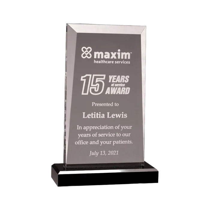 Apex Series Clear Acrylic Award on a Black Acrylic Base, 6" x 9 3/4"