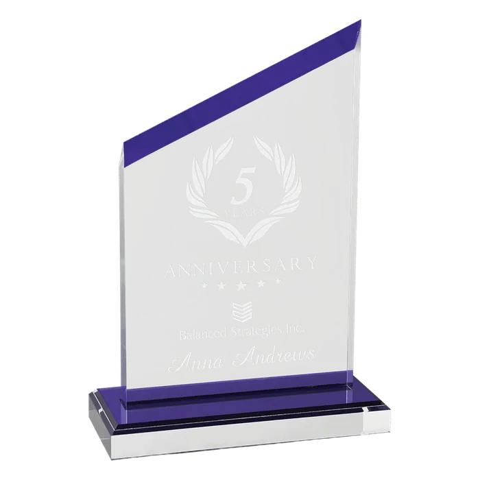 Zenith Series Acrylic with Purple Accents/Black Base with Purple Mirror Top, 4 1/2" x 6 1/2"