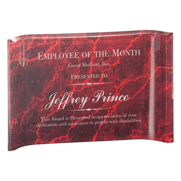 Small Red Marble Acrylic Crescent