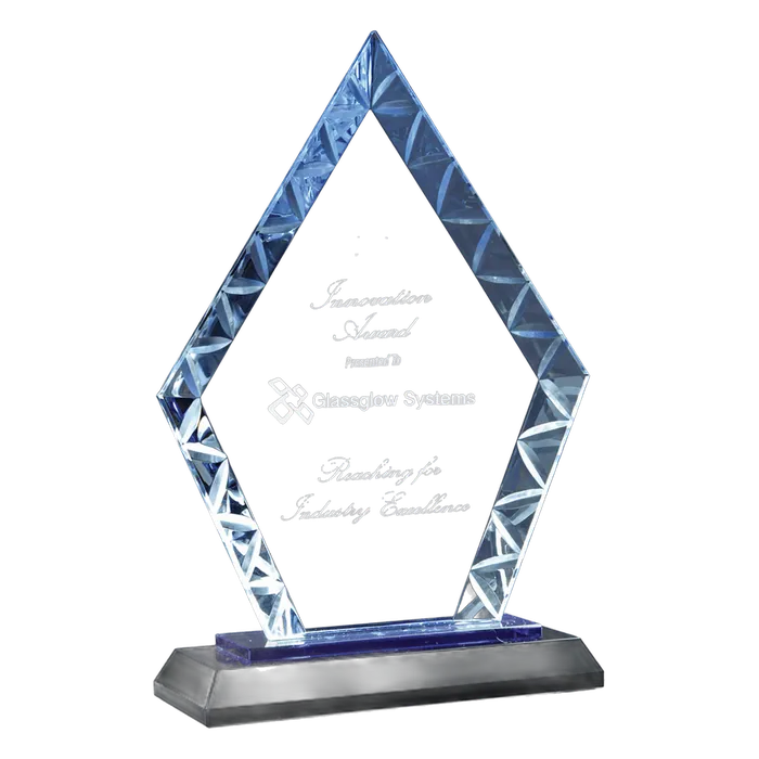 Premier Blue Accent Diamond Glass Award, 7 1/2"