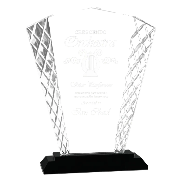 8" Fan Accent Glass on Black Base