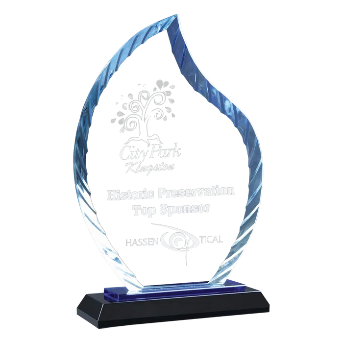 Premier Blue Accent Flame Glass Award
