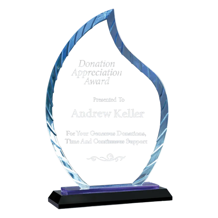 Premier Blue Accent Diamond Glass Award, 9 1/2"