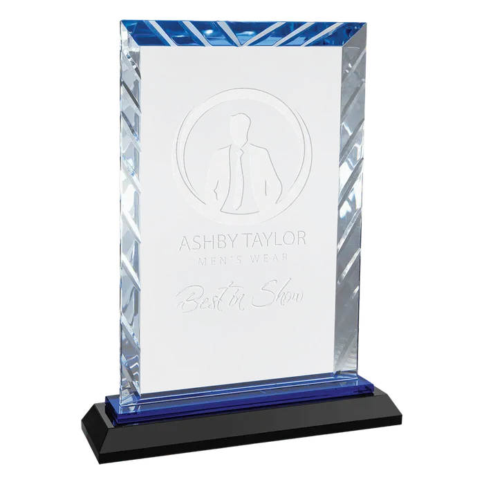 Medium Rectangle Accent Glass with Blue Base